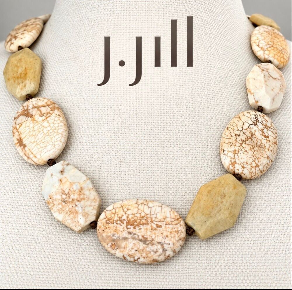 J.Jill Chunky Ivory Tan Stone Statement Necklace